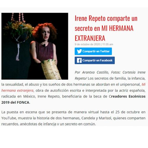 Irene Repeto, Representante Irene Repeto Actriz, Mexico, Representante actores mexico